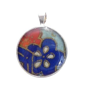 Sterling Silver Blue Origami Pendant